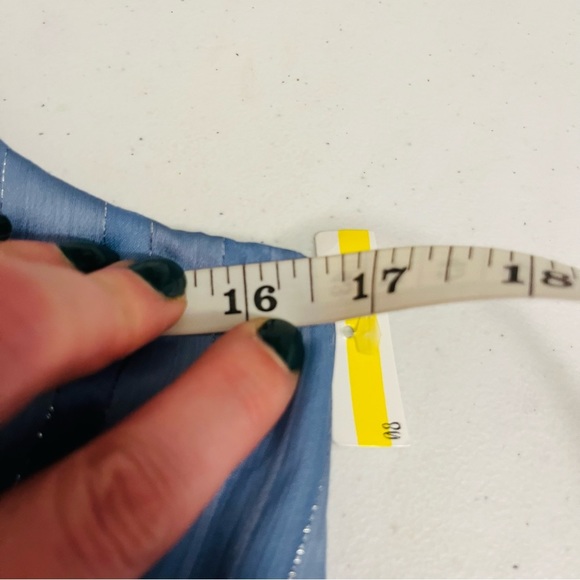 MAC DUGGAL tie neck halter tiered gown maxi dress light blue metallic formal 4 - Picture 11 of 14